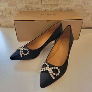 J. Crew Crystal Bow- Kitten Heels